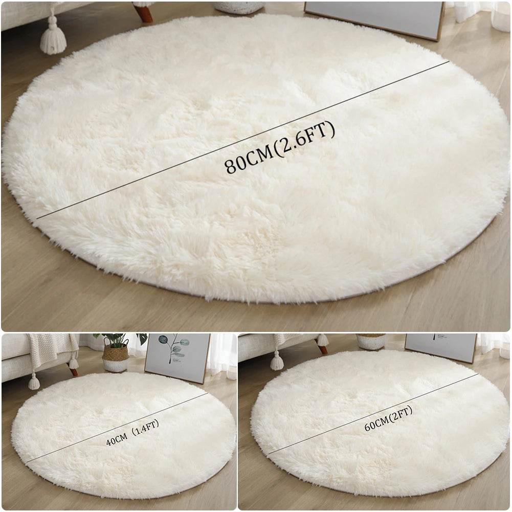 Round Pink Faux Fur Shaggy Area Rug – Ultra-Soft Plush Floor Mat