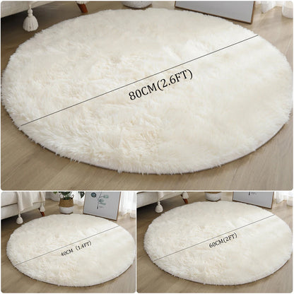 Round Pink Faux Fur Shaggy Area Rug – Ultra-Soft Plush Floor Mat