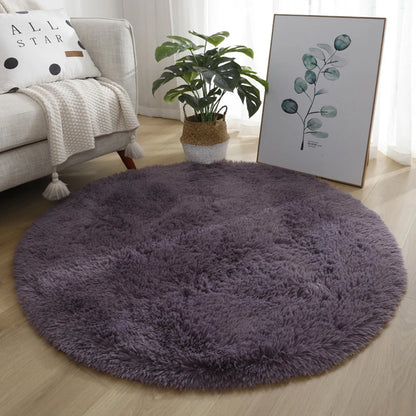 Round Pink Faux Fur Shaggy Area Rug – Ultra-Soft Plush Floor Mat