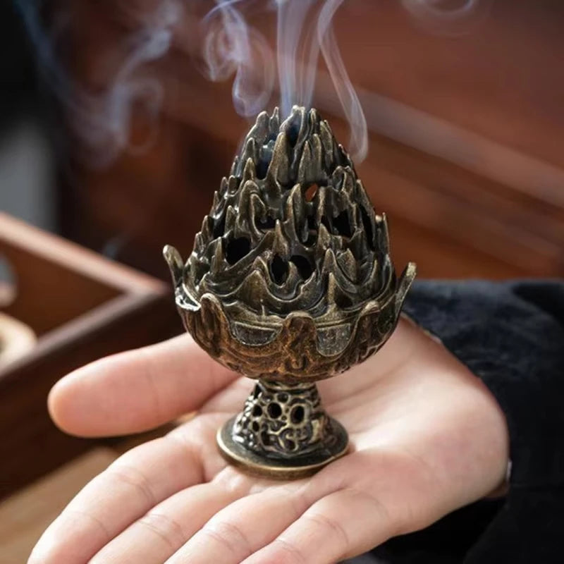 Vertical Incense Burner Alloy Hollow Tabletop