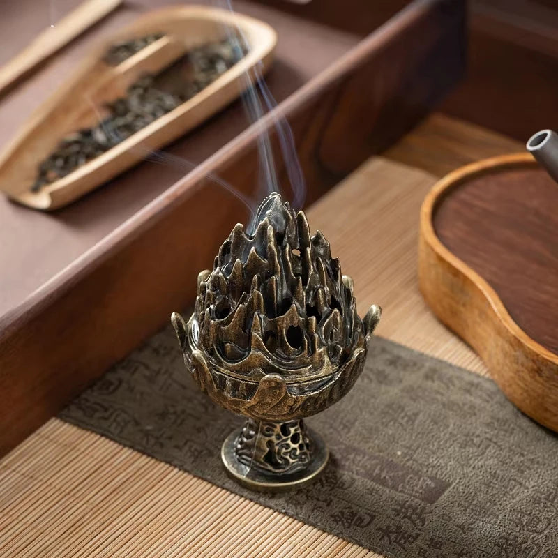 Vertical Incense Burner Alloy Hollow Tabletop