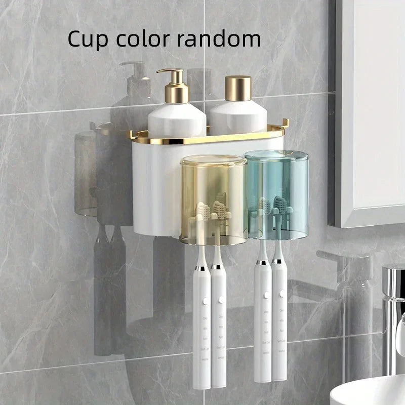 Toothbrush Holder With Toothpaste Squeezer