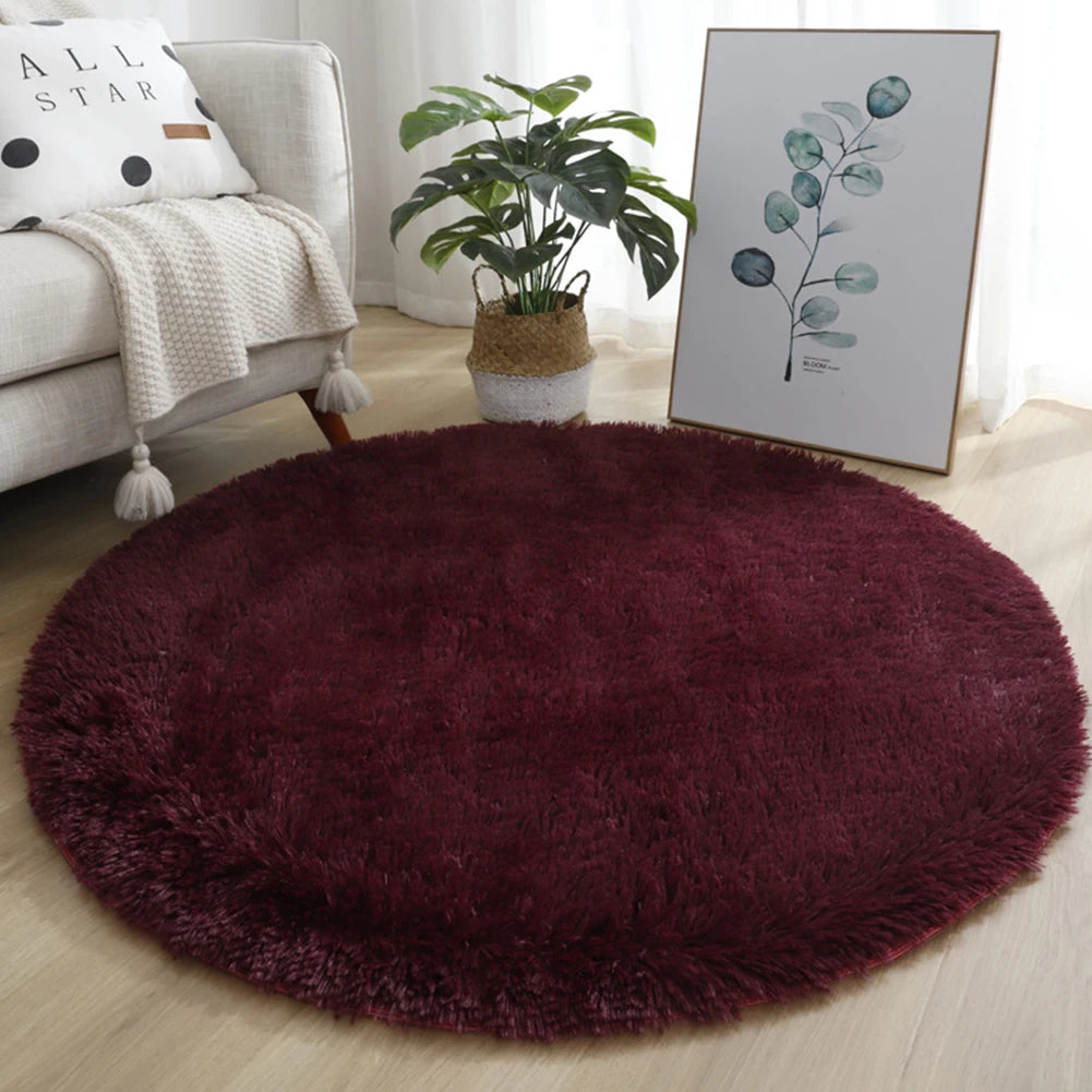 Round Pink Faux Fur Shaggy Area Rug – Ultra-Soft Plush Floor Mat