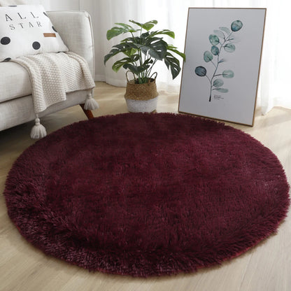 Round Pink Faux Fur Shaggy Area Rug – Ultra-Soft Plush Floor Mat