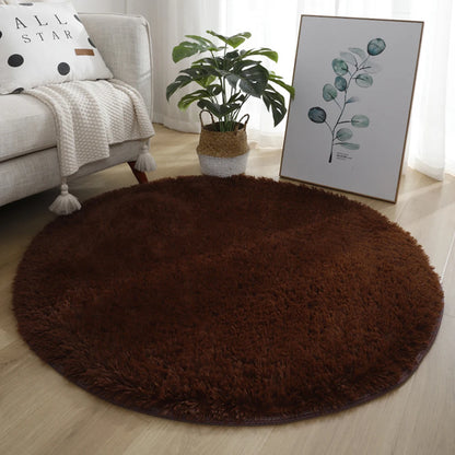Round Pink Faux Fur Shaggy Area Rug – Ultra-Soft Plush Floor Mat