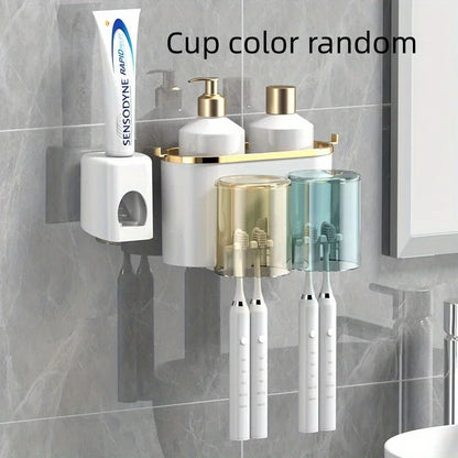 Toothbrush Holder With Toothpaste Squeezer