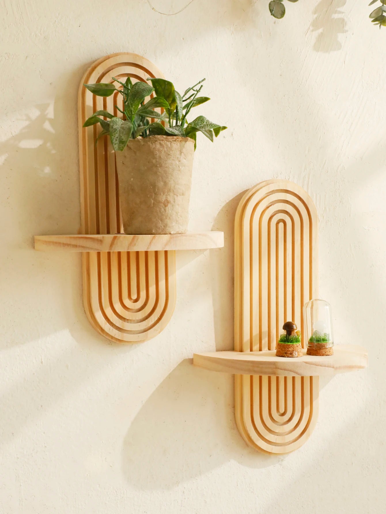 Boho Geometric Wooden Wall Shelf
