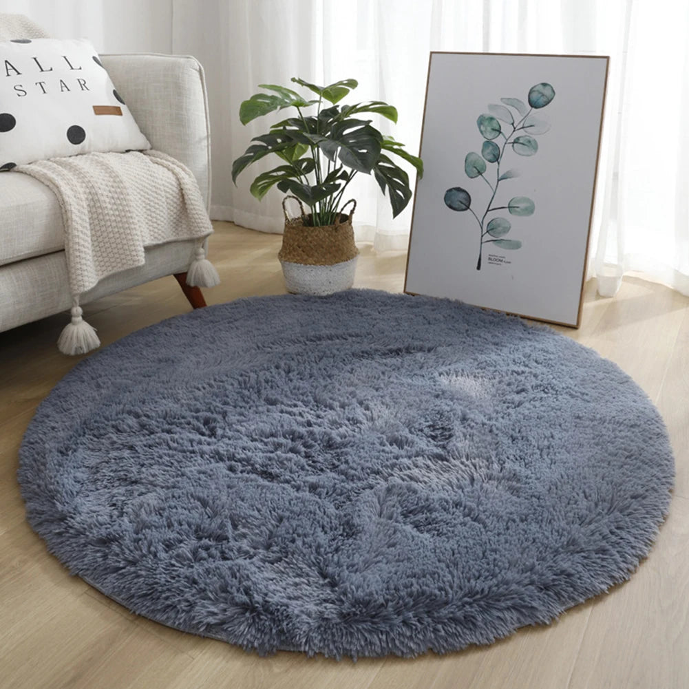 Round Pink Faux Fur Shaggy Area Rug – Ultra-Soft Plush Floor Mat